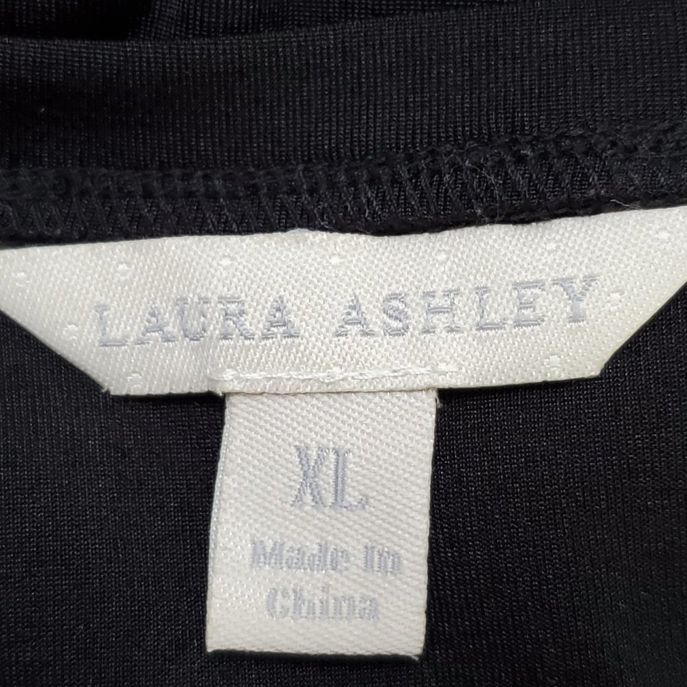 Laura Ashley Black Blue Purple Pullover Top With Eyelash Lace Trim, XL - Picture 8 of 11